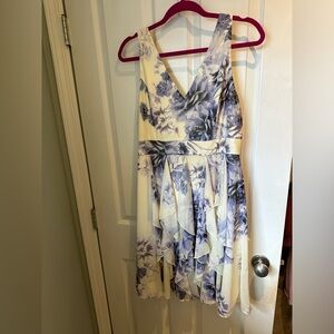 Stunning party dress (navy/purple & pale yellow)